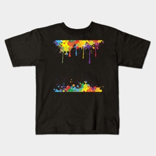 Rainbow Watercolor Painting Autism awarenes Splatter Kids T-Shirt